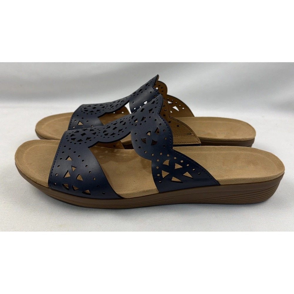 Easy Spirit Brixton Navy Blue Scalloped Slide Sandals Shoes 8m /#26716 - Picture 2 of 6
